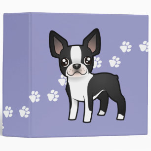 Cartoon Boston Terrier Binder