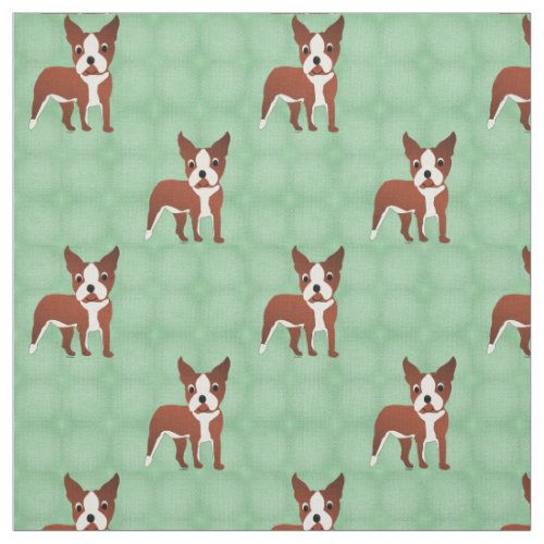 Cartoon Boston Terrier Brindle Fabric