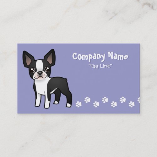 Cartoon Boston Terrier Business Cards