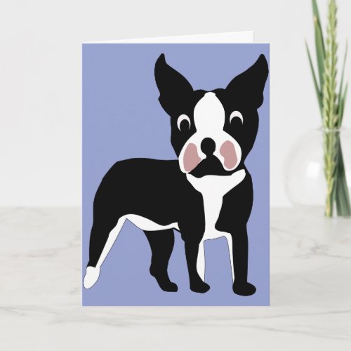 Cartoon Boston Terrier Card