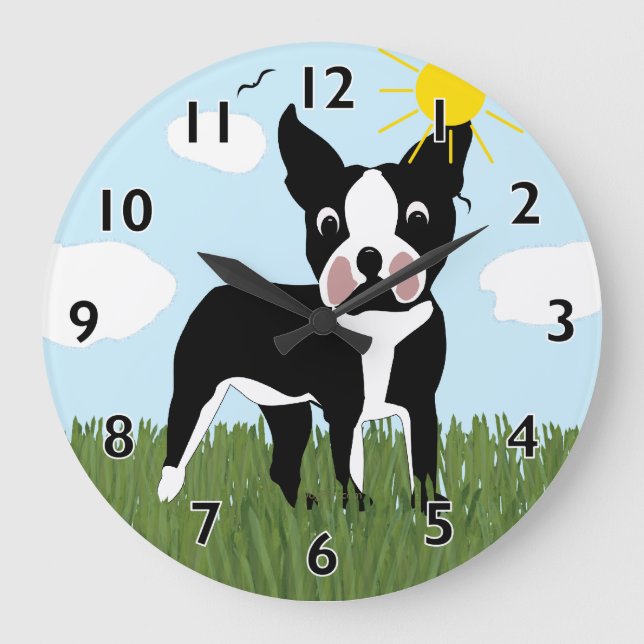 Cartoon Boston Terrier Clock (Front)