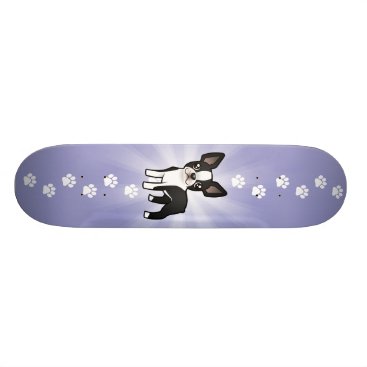 Cartoon Boston Terrier Skateboard Deck