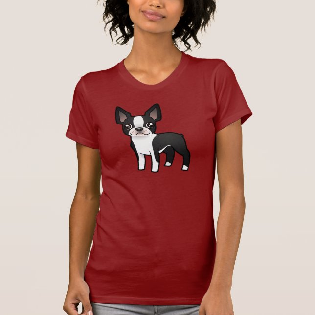 Cartoon Boston Terrier T-Shirt (Front)