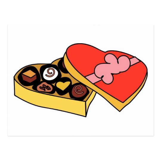 Cartoon Box Of Chocolates Postcard Zazzle Com