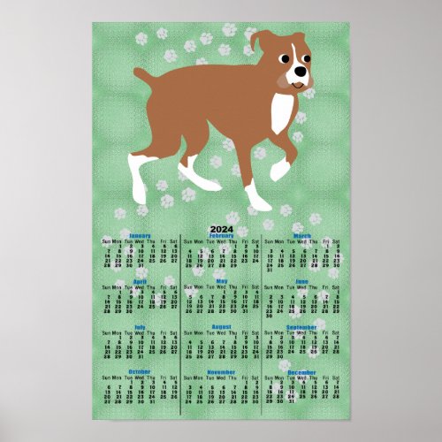 Cartoon Boxer 2024 Calendar Poster