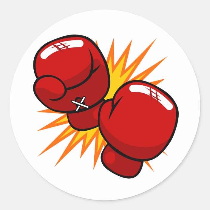 Cartoon Boxing Gloves Classic Round Sticker | Zazzle.com