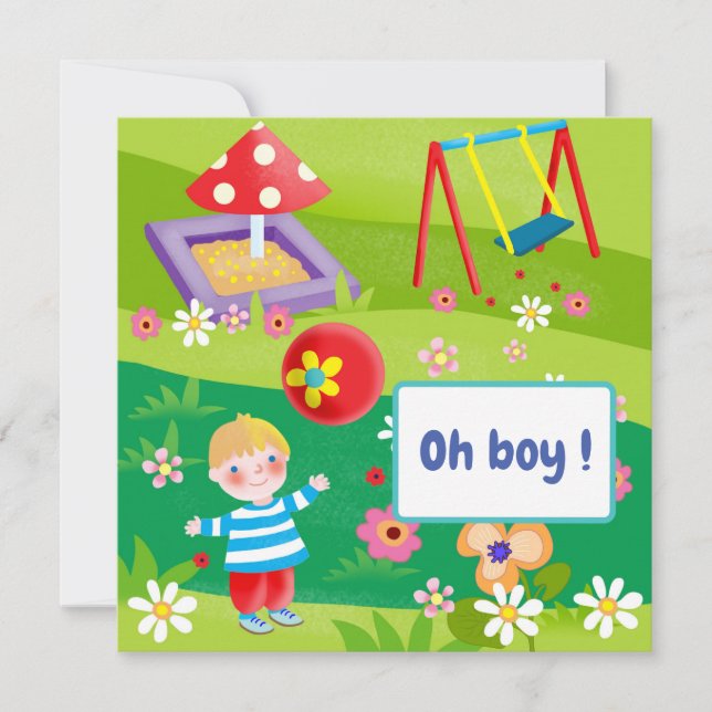 cartoon  Boy Baby Shower Invitation  (Front)