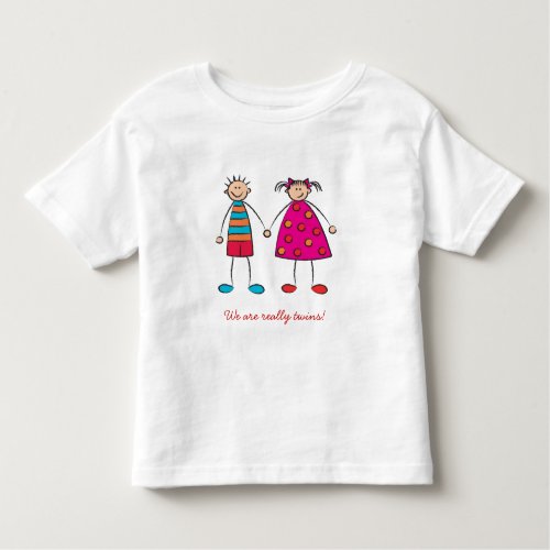 Cartoon Boy  Girl Cute Twins Fun Custom T_shirt