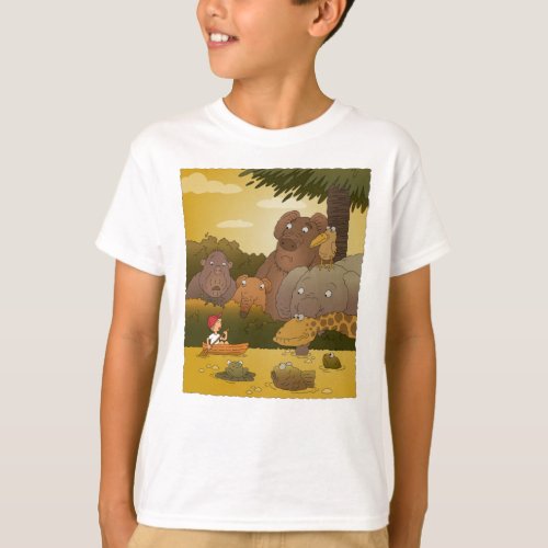 Cartoon Boy Jungle Animal Monster T_Shirt