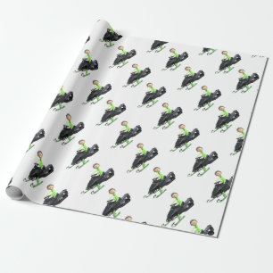 Cartoon Boy on a Snowmobile Wrapping Paper