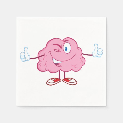 Cartoon Brain Character Paper Napkins