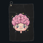 Cartoon brain with cute face and sparkles kawai golf towel<br><div class="desc">Cartoon brain with cute face and sparkles kawai</div>