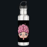Cartoon brain with cute face and sparkles kawai stainless steel water bottle<br><div class="desc">Cartoon brain with cute face and sparkles kawai</div>