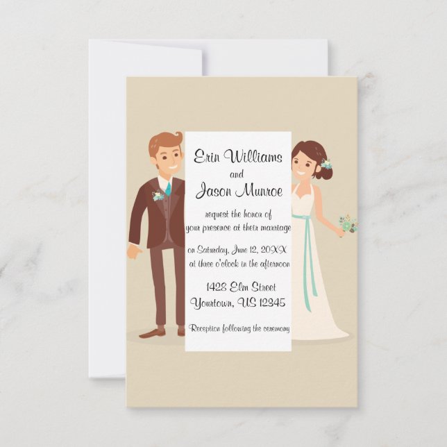 Cartoon Bride and Groom Invitation (Front)