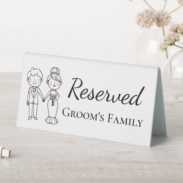 Cartoon Bride Groom Grooms Family Reserved Wedding Table Tent (In SItu (Table))