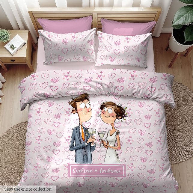 Cartoon Bride Groom Wedding Duvet Cover Personaliz (Cartoon Bride Groom Wedding Duvet Cover Personalized)