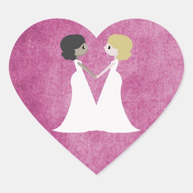 Cartoon brides heart sticker (Front)