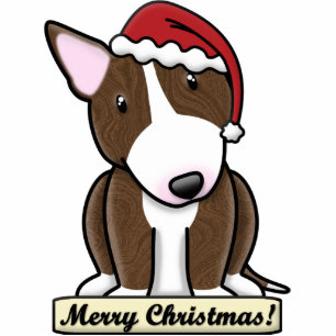 Cartoon Brindle Bull Terrier Christmas Ornament