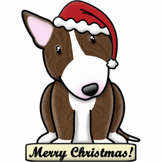 Cartoon Brindle Bull Terrier Christmas Ornament (Front)
