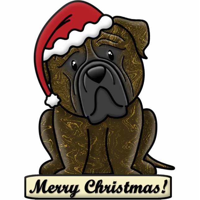 Cartoon Brindle Bullmastiff Christmas Ornament (Front)