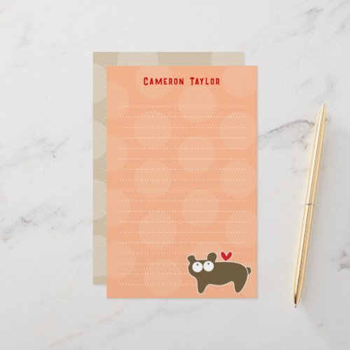 Cartoon Brown Bear Kids Children Dots Thank You Stationery