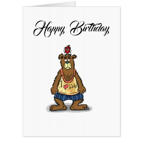 Cartoon Brown bear standing on his back feet Card