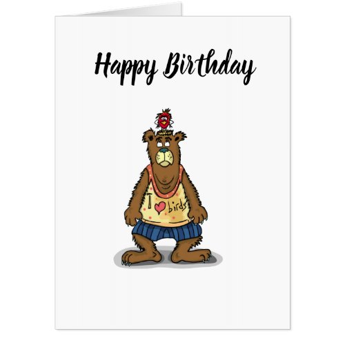 Cartoon Brown bear standing on his back feet Card