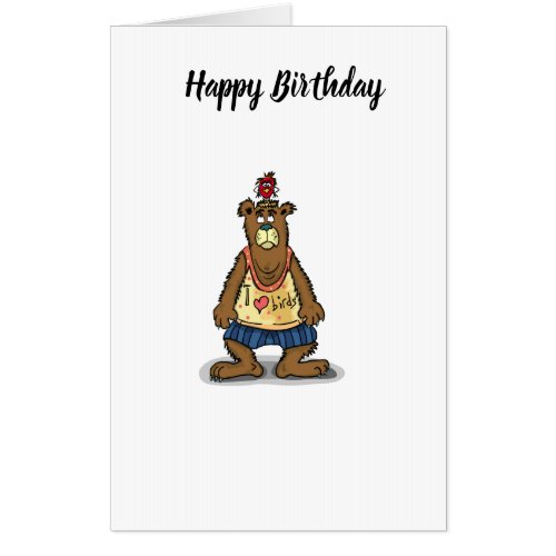 Cartoon Brown bear standing on his back feet Card