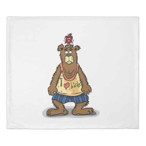 Cartoon Brown bear standing on his back feet Duvet Cover