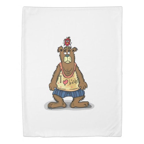 Cartoon Brown bear standing on his back feet Duvet Cover