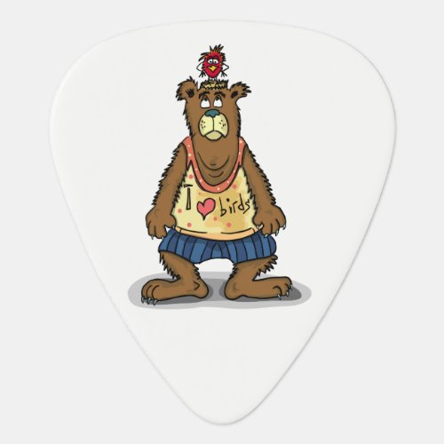 Cartoon Brown bear standing on his back feet Guitar Pick