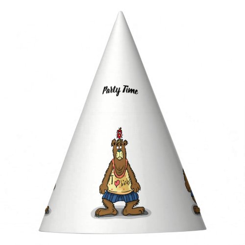 Cartoon Brown bear standing on his back feet Party Hat