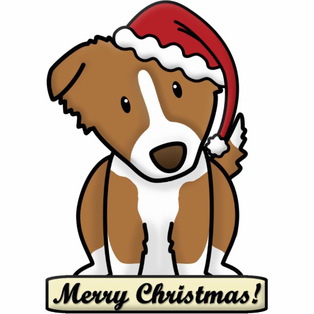 Cartoon Brown Border Collie Christmas Ornament (Front)