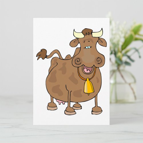 Cartoon Brown Cow Invitation