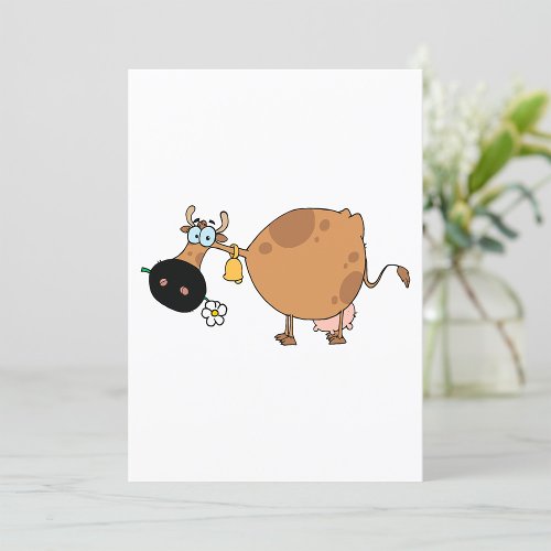 Cartoon Brown Cow Invitation