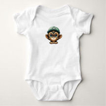 Cartoon Brown Cute and Fun Wide Eyed Baby Monkey