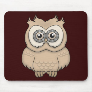 Cartoon Brown Owl Mouse Pad