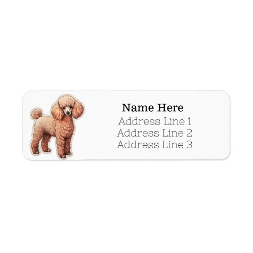 Cartoon Brown Poodle Puppy Dog Return Address Label