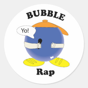 Cartoon Bubble Character Saying "Yo!" with microph Classic Round Sticker