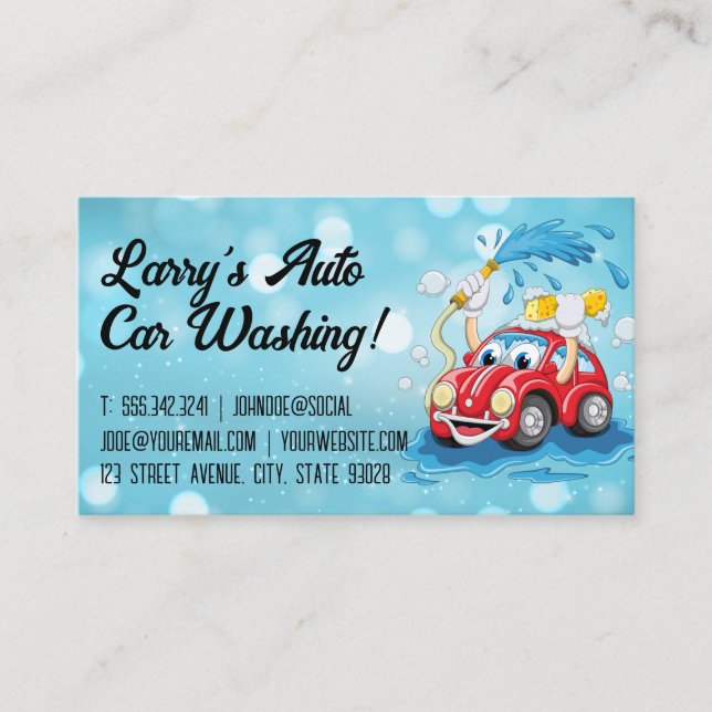 Cartoon Buggy Car Wash Illustration Business Card (Front)