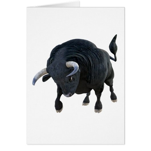 Cartoon Bull Charging Forward Head Down Cards (Front)