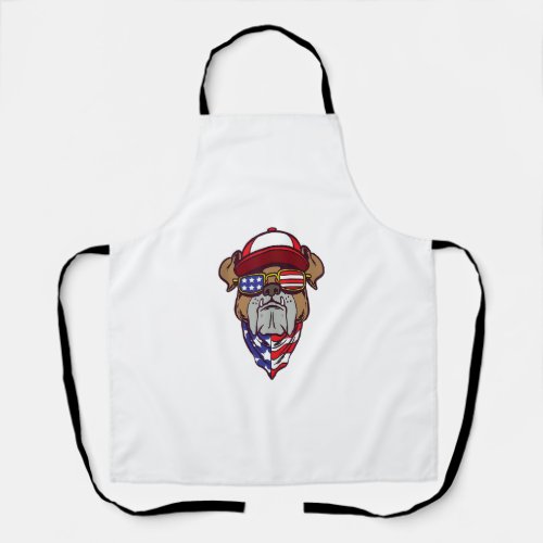 Cartoon Bulldog Wearing Hat Stylish Design For Adu Apron