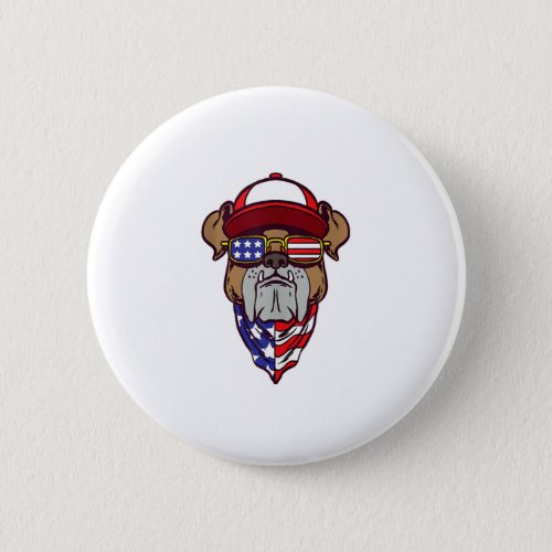 Cartoon Bulldog Wearing Hat Stylish Design For Adu Button