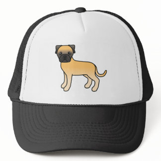 Cartoon Bullmastiff Dog In Fawn Coat Trucker Hat