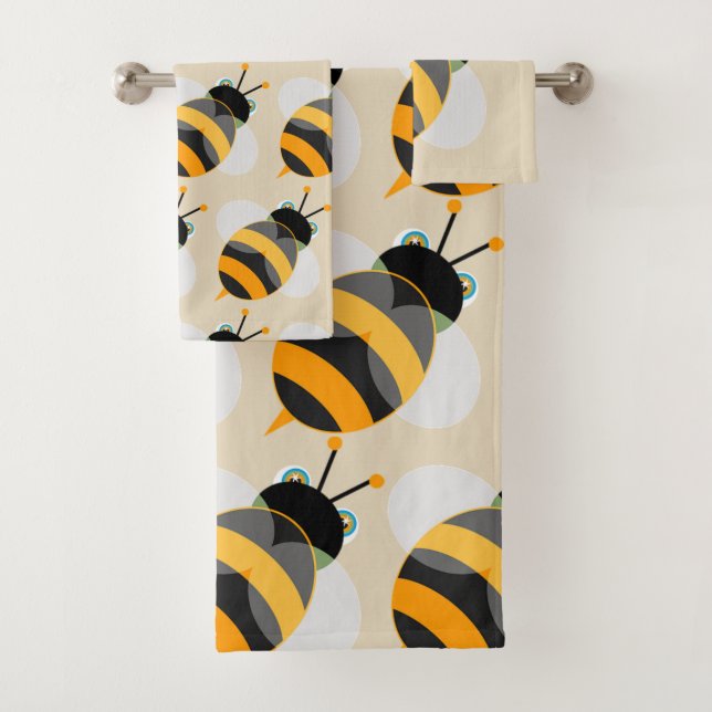 Cartoon Bumble Bee Bath Towel Set (Insitu)
