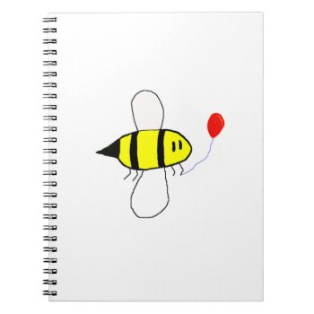 Cartoon Bumblebee With Balloon Notebook by greatgear at Zazzle