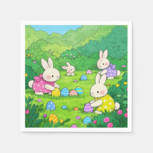 Cartoon Bunnies Easter Eggs Napkins