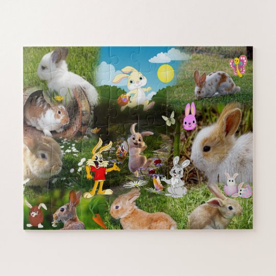 Cartoon Bunny / Baby Rabbit Jigsaw Puzzle for Kids | Zazzle.com
