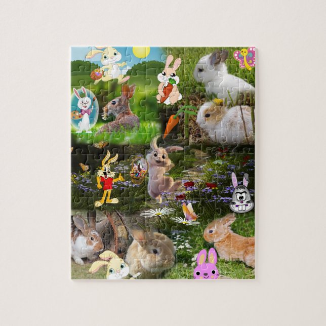 Cartoon Bunny / Baby Rabbit Jigsaw Puzzle for Kids (Vertical)