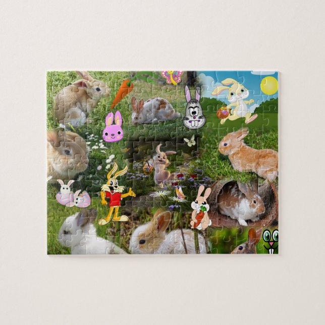 Cartoon Bunny / Baby Rabbit Jigsaw Puzzle for Kids (Horizontal)